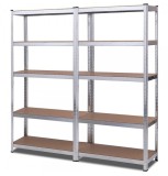 Raft dublu Premium 2500x2400x400 mm (HxLxl) cu 6 polite MDF, otel galvanizat, 2400 kg, montaj fara surub, PLUS (5 ani garantie)