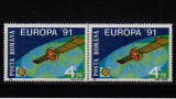 RO 1991 LP1252 &quot;Europa CEPT spatiu -satelitul Eutelsat I&quot; ,pereche H , MNH
