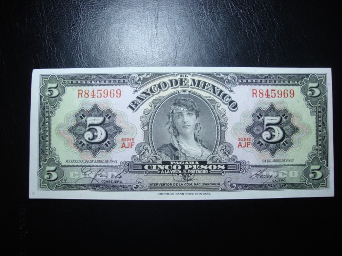 MEXIC 5 PESOS 1963 UNC