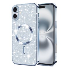Husa premium iPhone 16 Plus Techsuit Luxury Glitter MagSafe, bleu foto