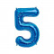Balon folie cifra mare, albastru metalizat, 35 cm, pentru aniversari model model 5