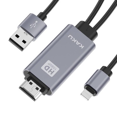 Adaptor HDMI cu conector tip Lightning marca Kakusiga KSC-556, Gri foto