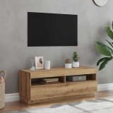 VidaXL Dulap TV lumini LED stejar artizanal 100x35x40cm lemn prelucrat