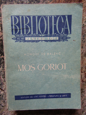 HONORE DE BALZAC - MOS GORIOT foto