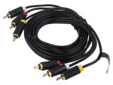 Cablu RCA 3 Mufe Aurit Negru 1.5m, Vention