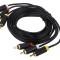 Cablu RCA 3 Mufe Aurit Negru 1.5m