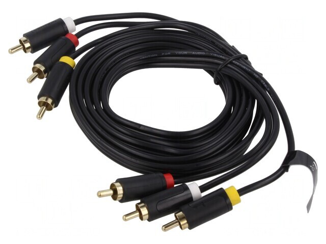 Cablu RCA 3 Mufe Aurit Negru 1.5m