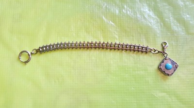 F714-Lant ceas buzunar dama lat vechi avand pandativ turcoaz model deosebit-25cm foto
