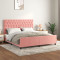 Cadru de pat cu tablie, roz, 160x200 cm, catifea GartenMobel Dekor