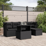 Set mobilier de gradina cu perne, 6 piese, negru, poliratan GartenMobel Dekor, vidaXL