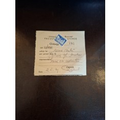 Chitanta taxa de admitere Facultatea de Stiinte Bucuresti - 1931