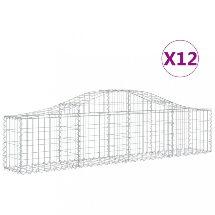Cosuri gabion arcuite 12 buc, 200x30x40/60 cm, fier galvanizat