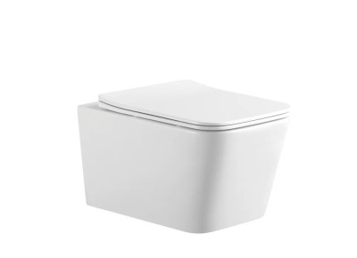 Set Vas WC Suspendat, Model LX-1907, Fara Rama, Rimless, Iesire Orizontala P-Trap, Dimensiuni 525 x 360 x 320 mm, Alb, Ceramica, Capac cu Inchidere Le foto