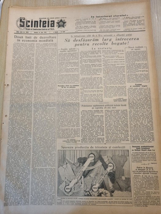scanteia 31 iulie 1954-art.raionul medgidia,pitesti,