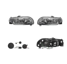 Set faruri tuning ALFA ROMEO 156 (932), 11.1997-08.2003, Taiwan, partea stanga+dreapta, pozitie pe LED;tip bec H1+H1; transparent, argintiu; foto