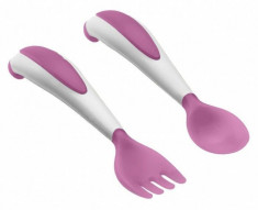 Set lingurita si furculita ergonomice Orchid pink foto