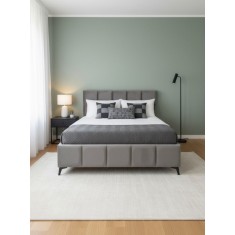 Pat Rubik 180x200 Lada de Depozitare Tapitat Catifea Gri (cod: ML2223)