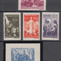 ROMANIA 1947 LP 206 LP 207 SECETA SERIE SI COLITA NEDANTELATA MNH