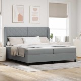 VidaXL Pat cu arcuri cu saltea Gri deschis 200 x 200 cm țesătură