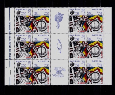 ✅RO 2002 , LP 1581b ,&amp;quot;Uniti vom invinge &amp;quot; , bloc 6 serii toate 3 vinietele ,MNH foto