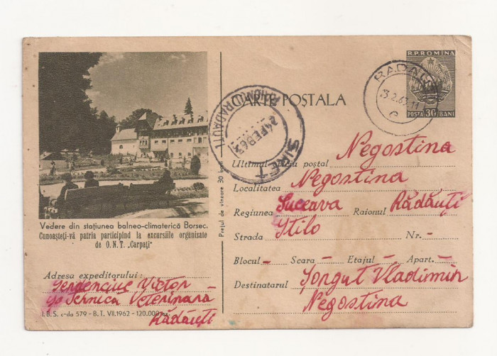 RF26 -Carte Postala- Borsec, Excursii ONT Carpati, circulata 1963