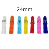 Cumpara ieftin Set 7 Curele Ceas 24mm Silicon, Multicolor: Albastru, Roz, Roșu, Bleu, Galben, Alb, Orange - Time Veranda, Cataramă Argintie