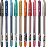 Linc 10 x Shine Sparkled GLITTER Gel Pen 0.7 mm FINE Tip 10 culori, Oem