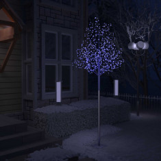 Pom Craciun, 600 LED-uri lumina albastra, flori de cires 300 cm GartenMobel Dekor