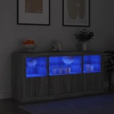 VidaXL Servantă cu lumini LED, gri sonoma, 142,5x37x67 cm