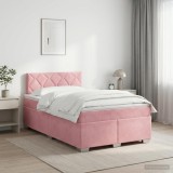 Cumpara ieftin Pat boxspring cu saltea cu headboard Roz 120 x 200 cm Catifea