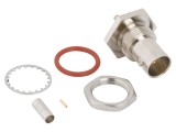 Conector BNC soclu mamă drept 75&Omega; crimpat PTFE aurit alamă