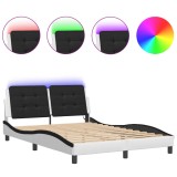 Cumpara ieftin Cadru de pat cu LED fara saltea, Zadar, alb/negru, 140x190 cm