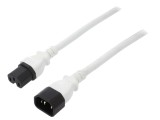 Cablu IEC C14 C15 3x14AWG 1,8m alb 15A