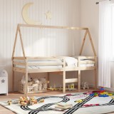 Cumpara ieftin Pat &icirc;nalt cu acoperiș, 90x190 cm, lemn masiv de pin
