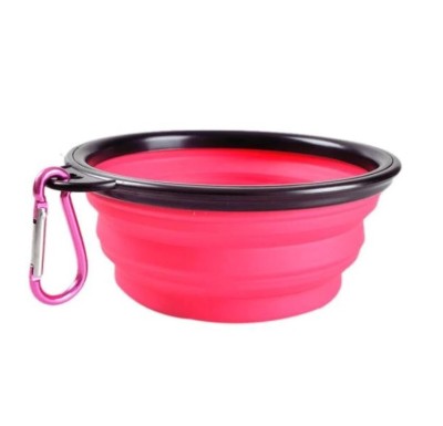 Bol pliabil pentru caini si pisici, silicon, 400-800 ml, inatime 5 cm, latime 13 cm, roz foto