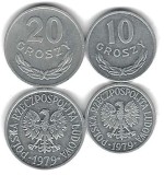 POLONIA LOT Nr 2 / 2 buc , 10 + 20 Groszy 1979 , VF