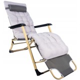 Sezlong pliabil pentru plaja sau gradina, cu perna si tetiera, functie pat, 64x178cm, gri Household NewTrend