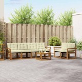 vidaXL Set de canapele de exterior cu pernă 7 pcs Natural și Crem 3368425
