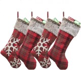 Set de 4 ciorapi pentru Craciun Vohoney, textil, rosu/negru/alb, 47,5 x 22 cm