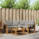 vidaXL Set de canapele de exterior 5 pcs Gri natural și deschis 3366369