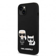 Husa Karl Lagerfeld MagSafe Liquid Silicone Karl and Choupette iPhone 14 Plus Black foto