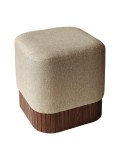 Cumpara ieftin Taburet textil bej mdf maro 42 x 42 x 45 cm