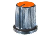 Buton pentru potentiometru, 15mm, plastic, negru-portocaliu, 15x15mm - 127031