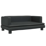 Canapea pentru copii, negru, 80x45x30 cm, piele ecologica