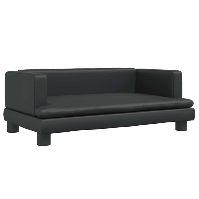 Canapea pentru copii, negru, 80x45x30 cm, piele ecologica