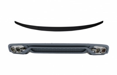 Difuzor Bara Spate cu Ornamente Evacuare si Eleron Portbagaj Negru Lucios AUDI A4 B8 Facelift (2012-2015) AB-Design Performance AutoTuning foto