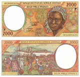 STATELE CENTRAL AFRICANE (CIAD) 2.000 francs 2000 UNC!!!