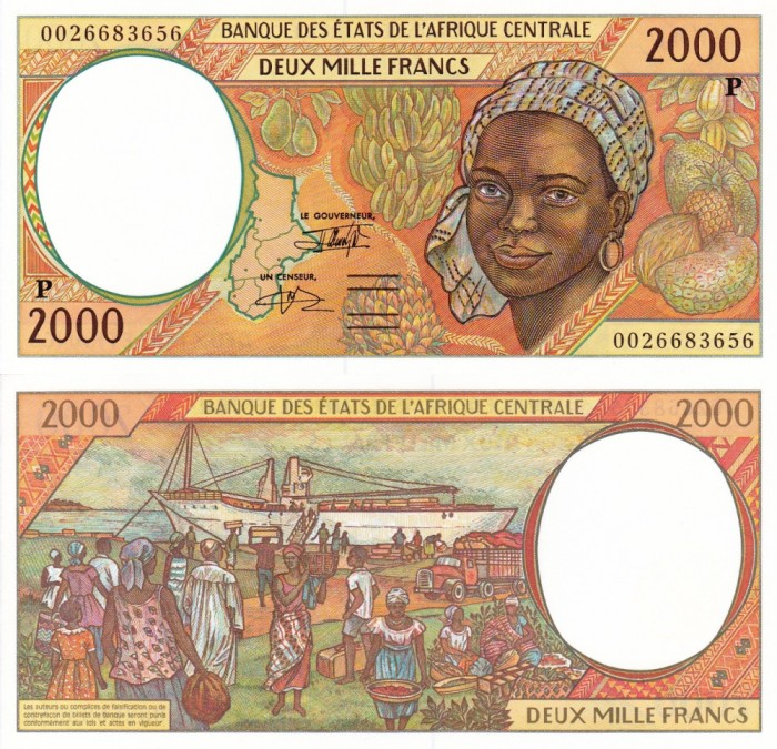 STATELE CENTRAL AFRICANE (CIAD) 2.000 francs 2000 UNC!!!