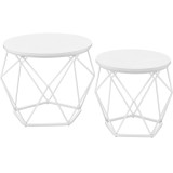 VASAGLE Set de 2 mese de cafea rotunde, cadru otel si blat detasabil, 40cm si 50cm, alb Household NewTrend