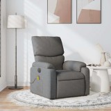 VidaXL Fotoliu de masaj rabatabil, gri &icirc;nchis, material textil